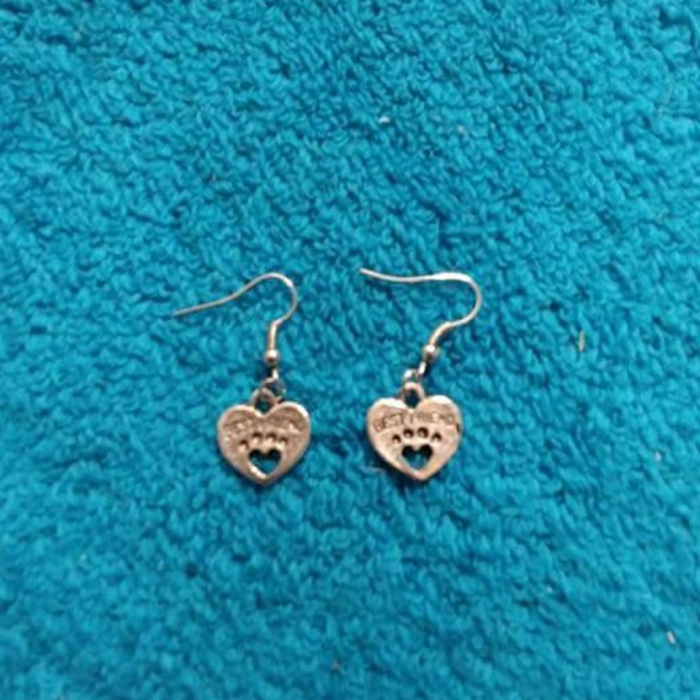 Best Friends Paw Print Silver Plated Earrings